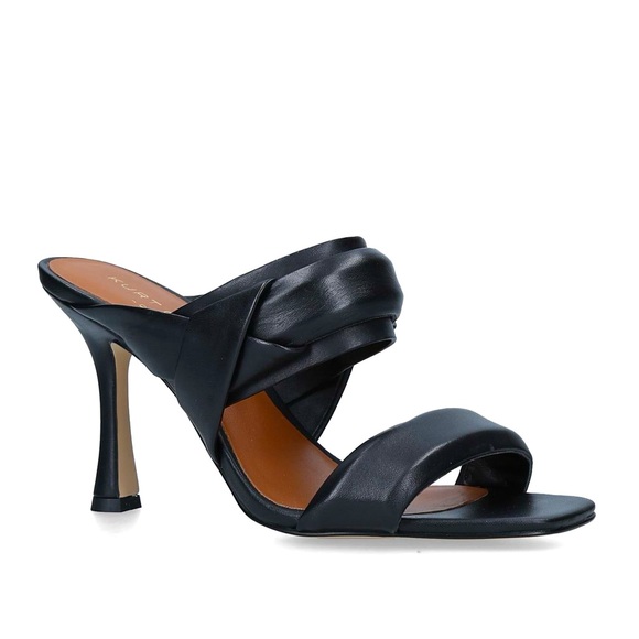 Kurt Geiger Shoes - KURT GEIGER Brandy Black Leather Tie-Detail Open Toe Heeled Mules sz 38.5